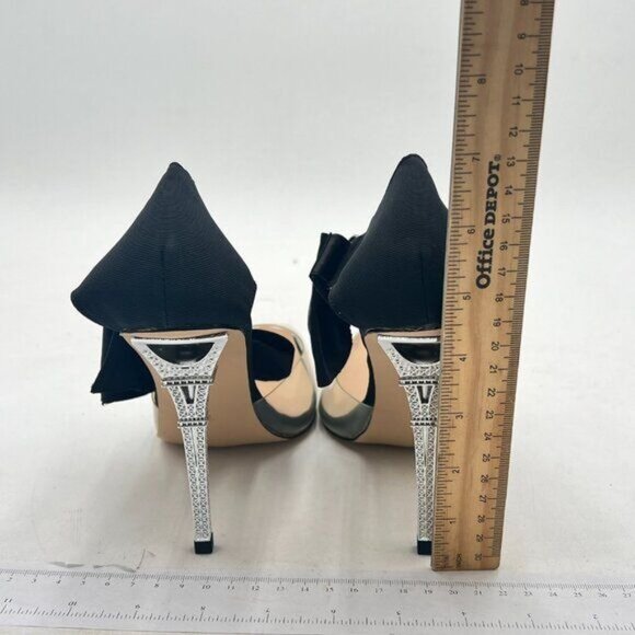 Black Pointed Toe High Heels Ankle Strap Bow Clear Pumps D'Orsay Shoe Dress Wear - Picture 4 of 6